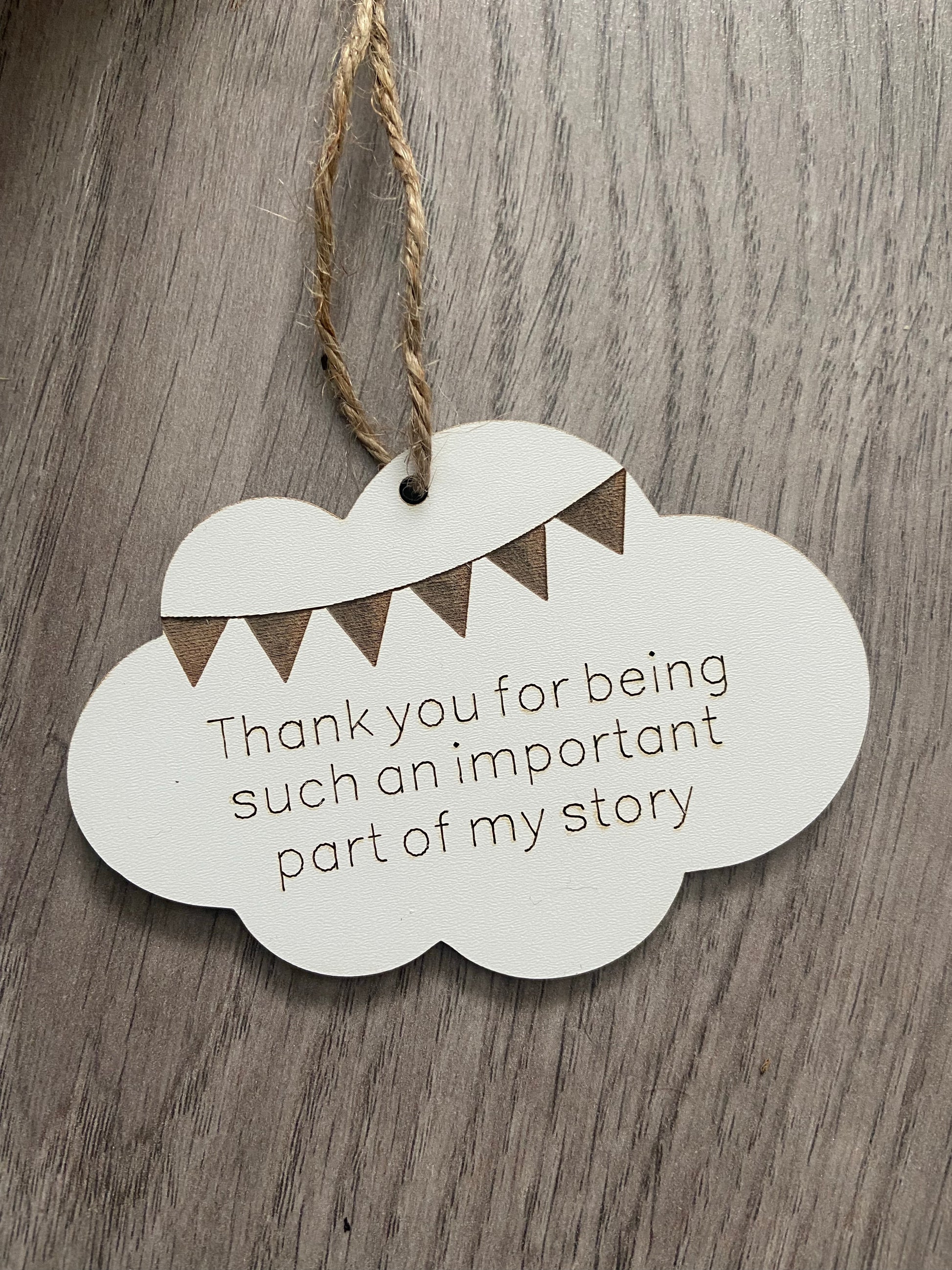 Wooden thank you cloud little plaque - Laser LLama Designs Ltd