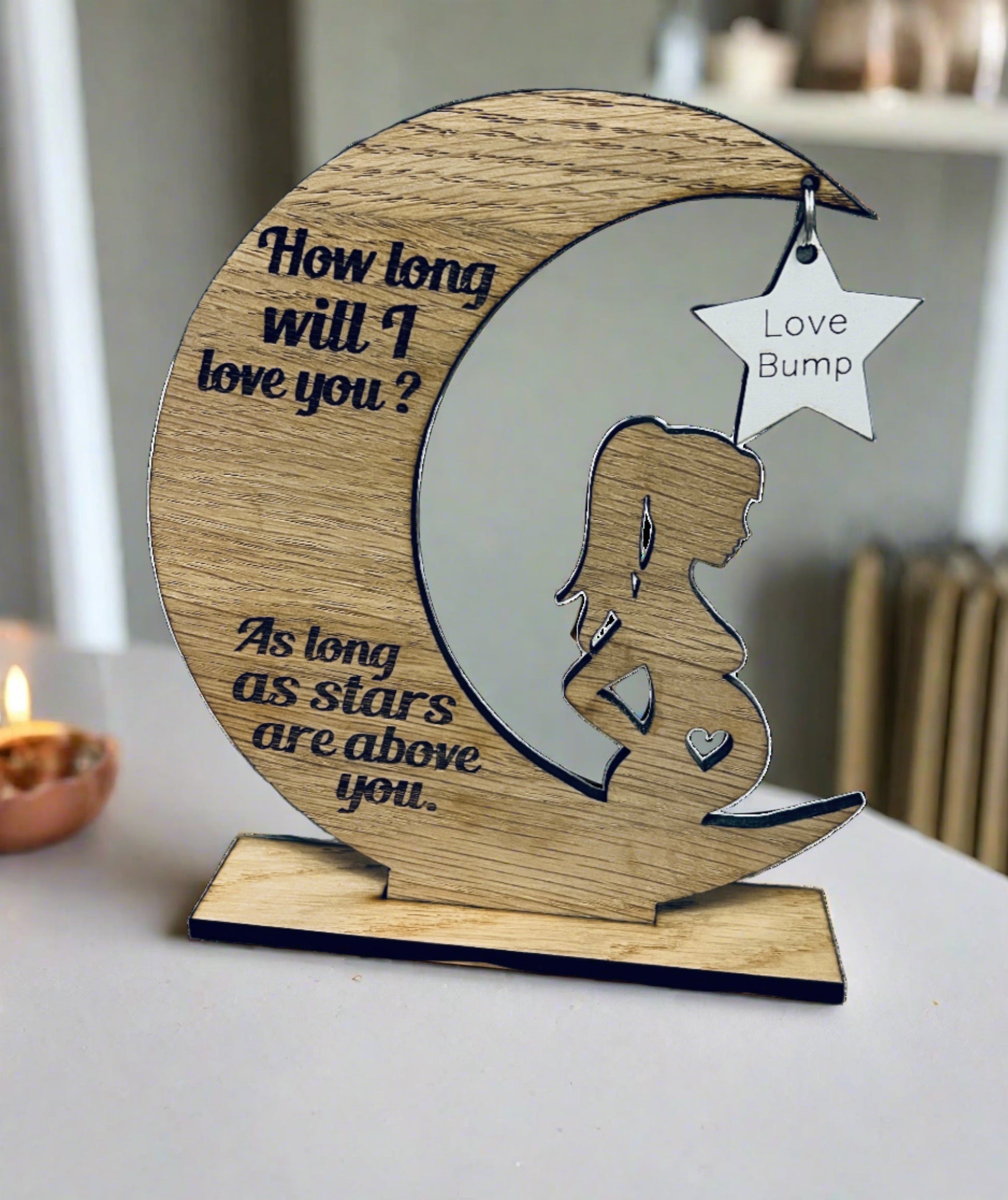 How long will I love you , moon & pregnant lady - Laser LLama Designs Ltd