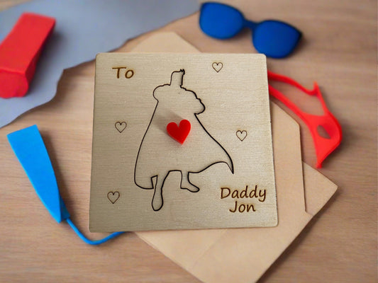 Wooden personalised 3D superhero card - Laser LLama Designs Ltd