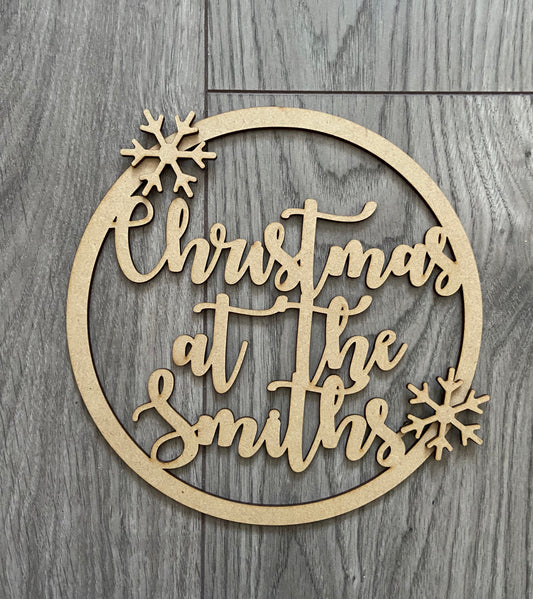 Wooden personalised Christmas hoop - Laser LLama Designs Ltd