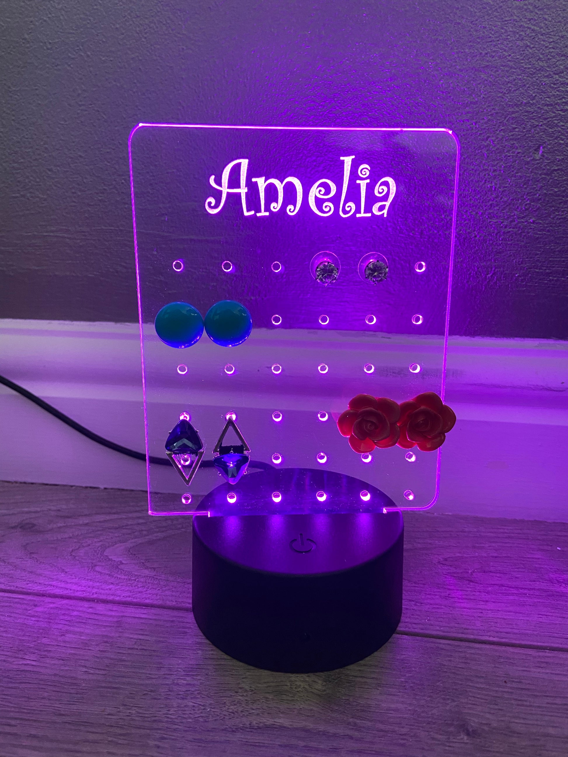 Personalised earring led display- 9 colours option with remote controller - Laser LLama Designs Ltd