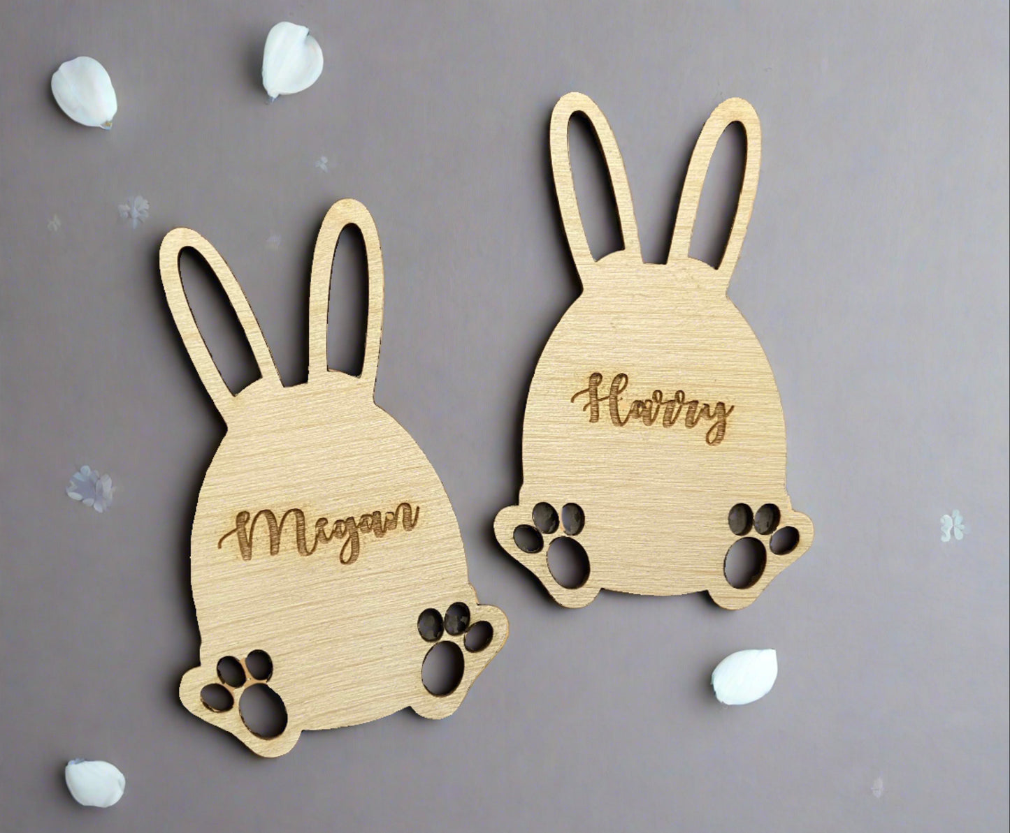 Wooden personalised laser cut Easter bunny - Laser LLama Designs Ltd