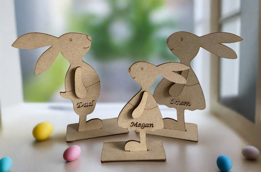 Freestanding bunny family - Laser LLama Designs Ltd