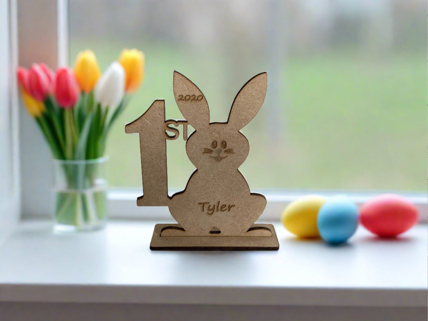 Wooden personalised 1st Easter bunny - Laser LLama Designs Ltd