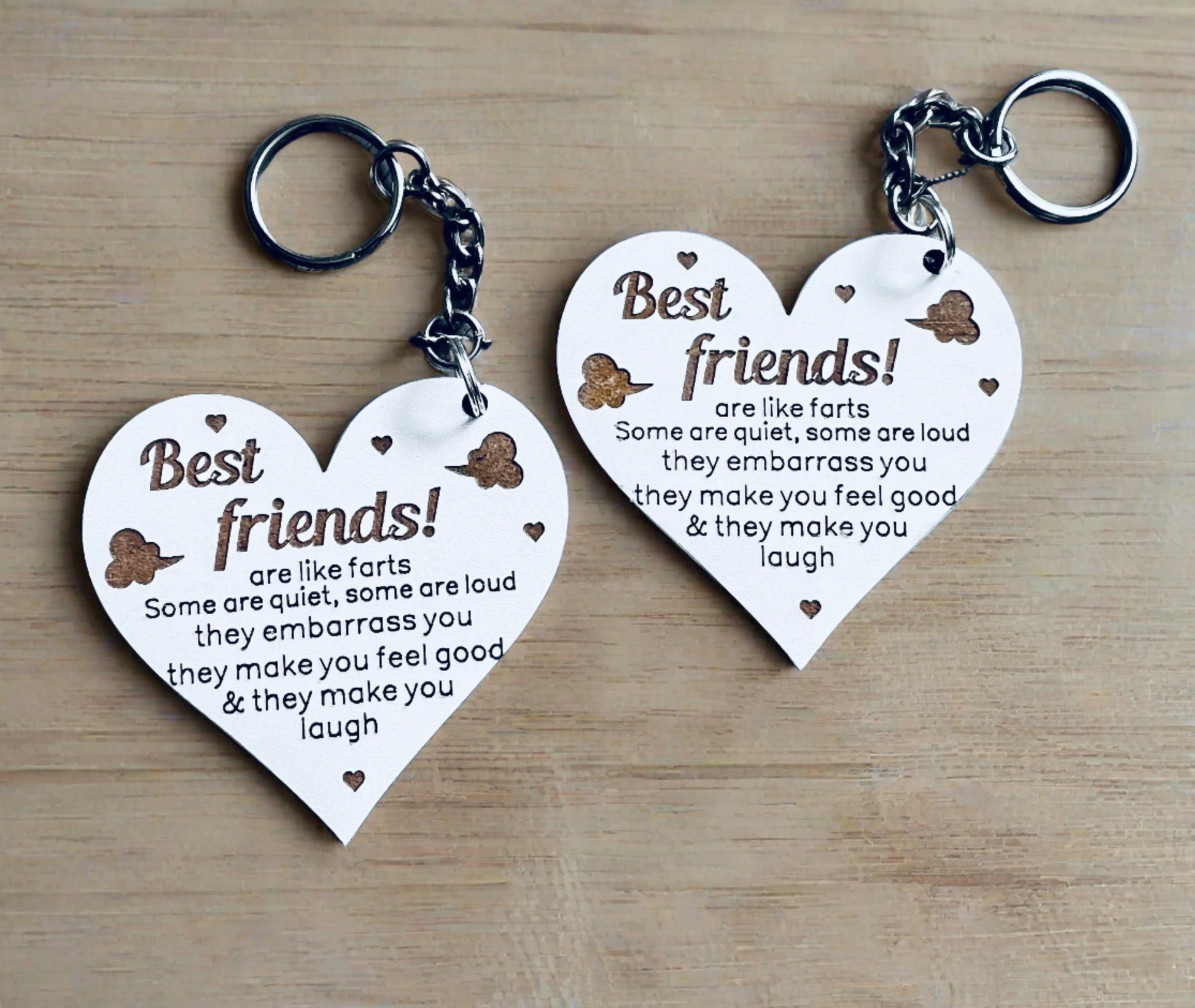 Wooden funny best friends keyring - Laser LLama Designs Ltd