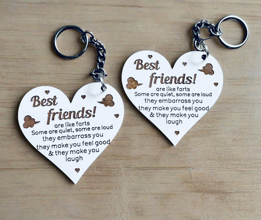 Wooden funny best friends keyring - Laser LLama Designs Ltd