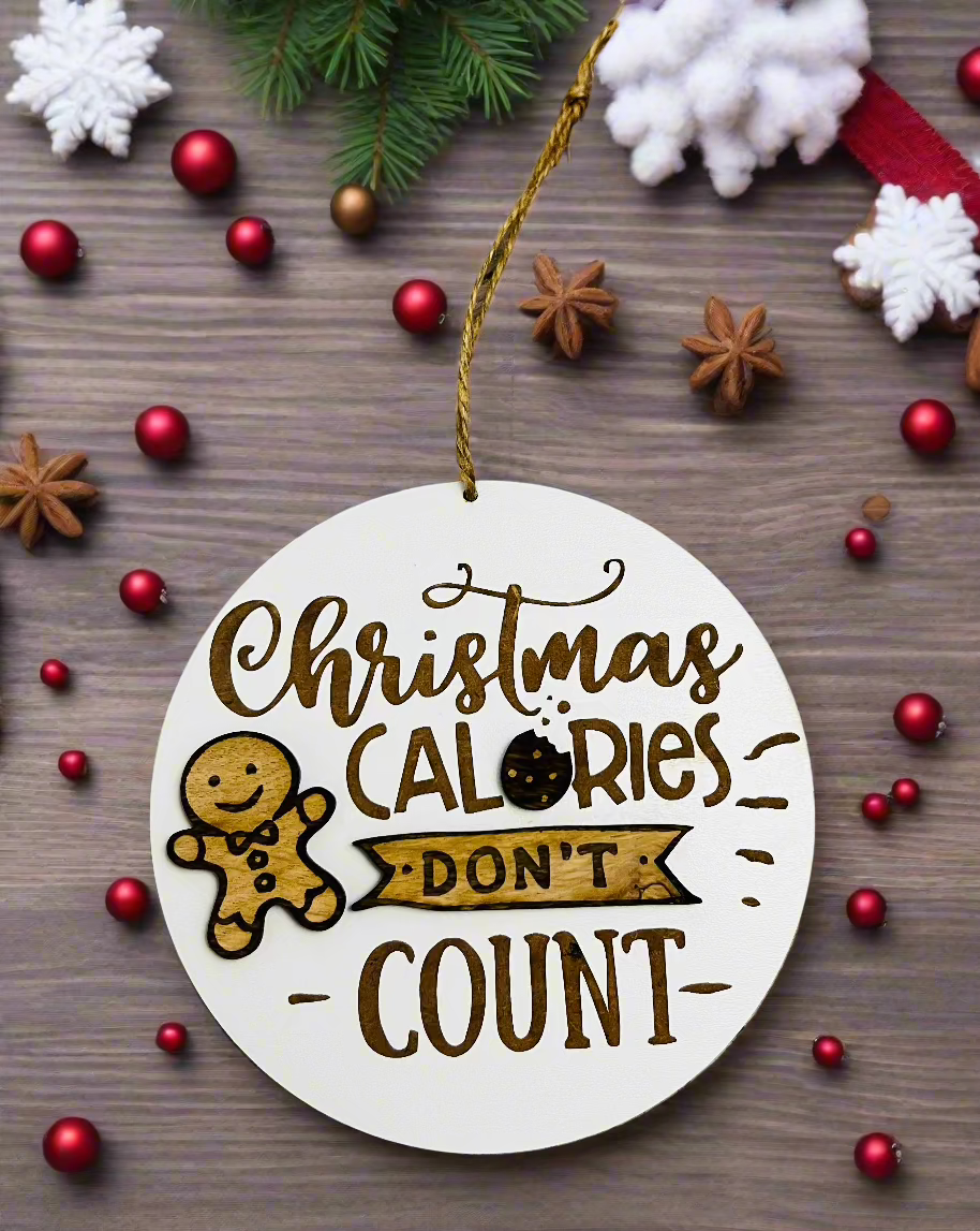 Wooden “Christmas calories don’t count “ plaque - Laser LLama Designs Ltd