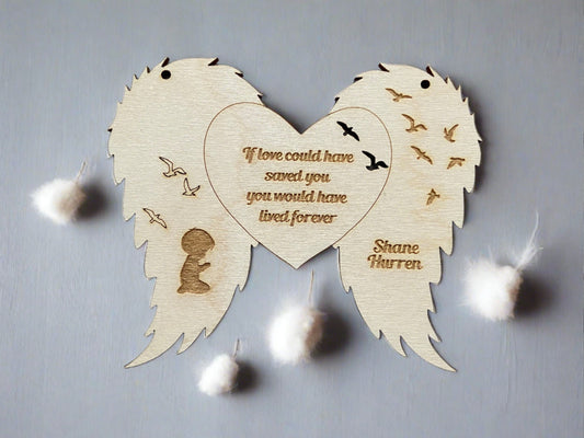 Personalised hanging wings decoration - Laser LLama Designs Ltd