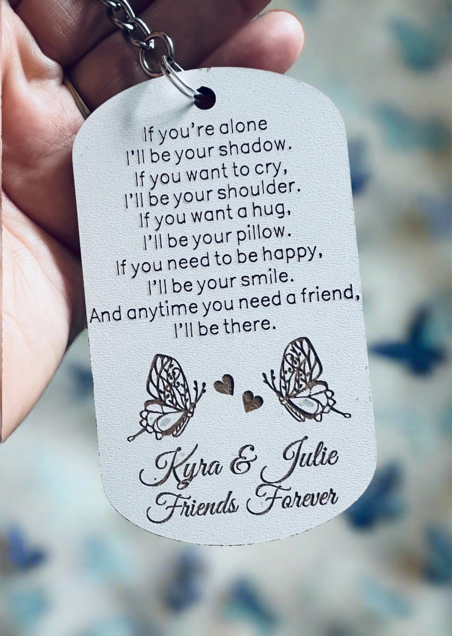 Wooden personalised best friends keyring - Laser LLama Designs Ltd