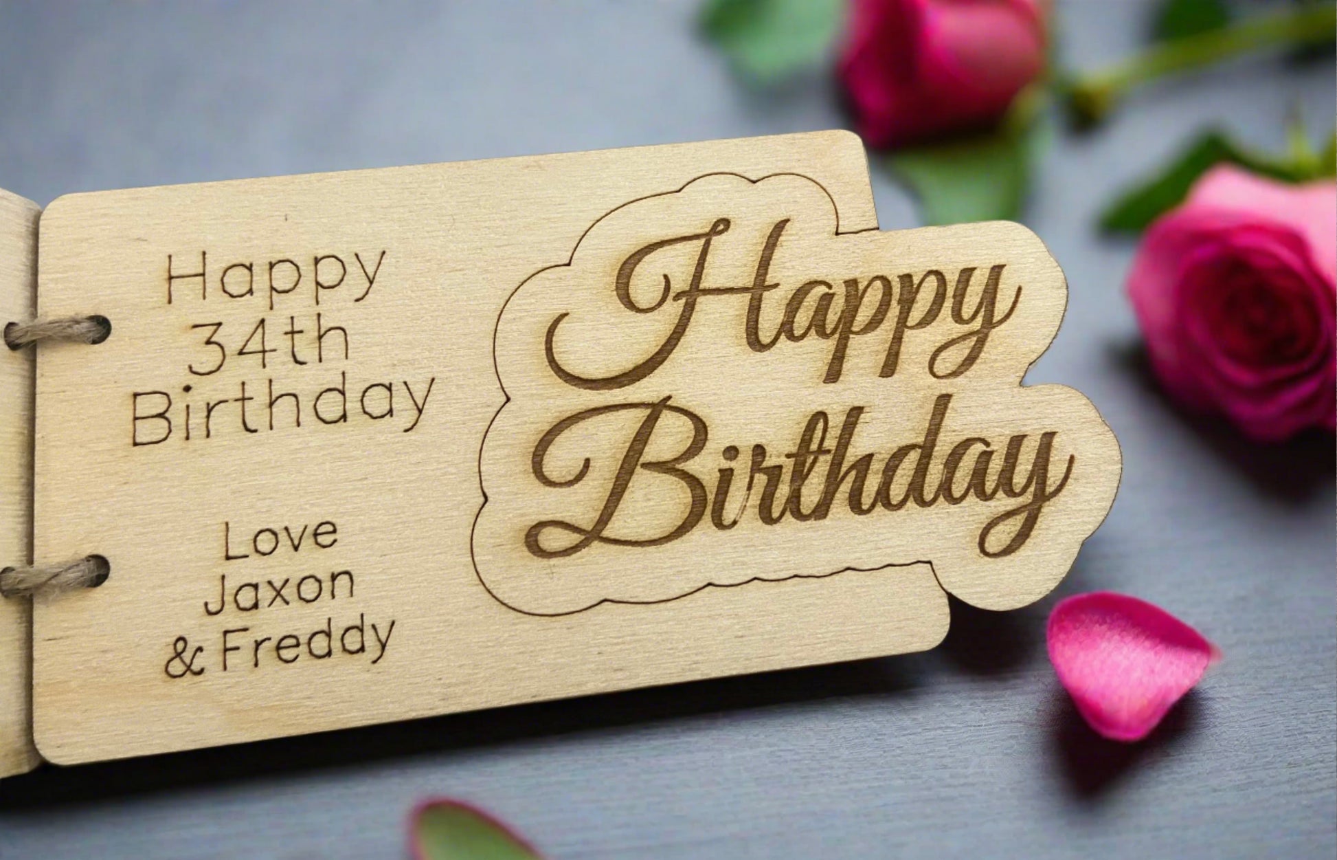 Wooden folding birthday card - Laser LLama Designs Ltd