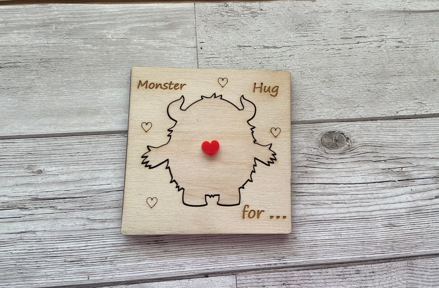 Wooden personalised 3D monster card - Laser LLama Designs Ltd