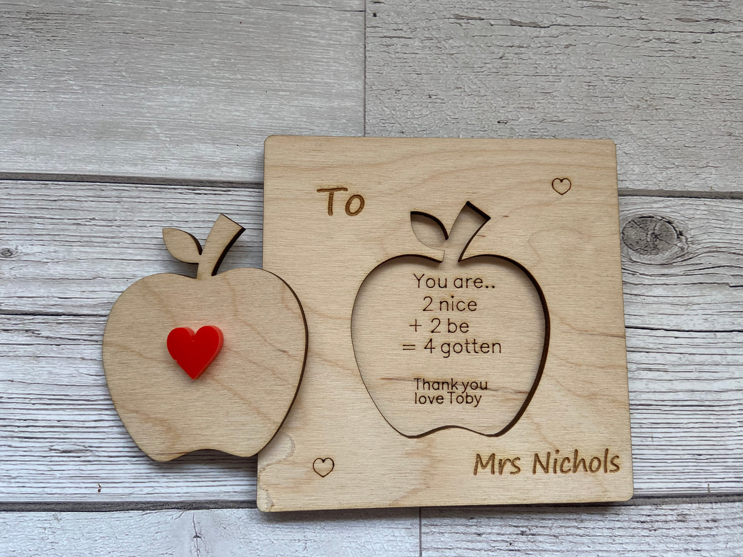 Wooden personalised 3d card for Teacher - Laser LLama Designs Ltd